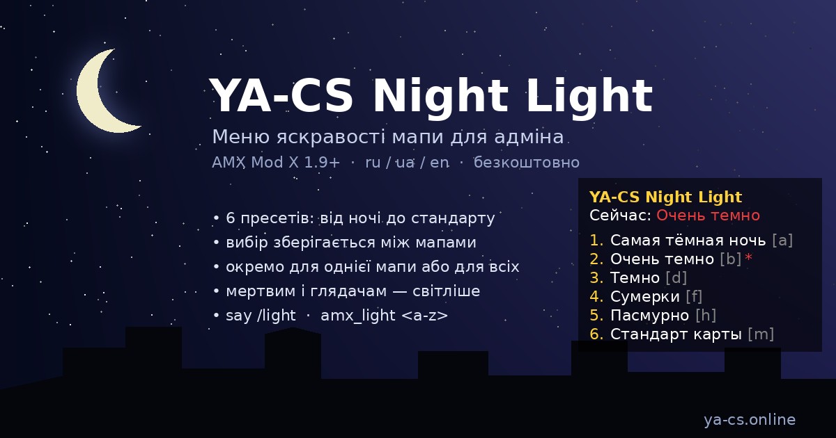 YA-CS Night Light — меню яскравості мапи в CS 1.6